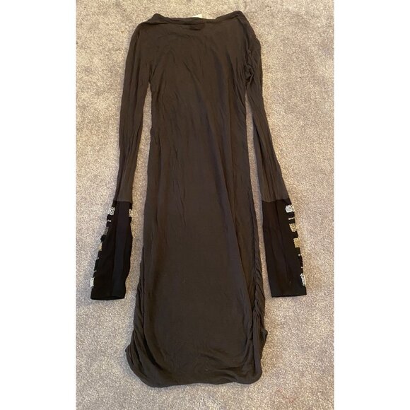 Lia kes New York Metal Rebel Dress Black Super Long Sequined Sleeves Large - Picture 2 of 10